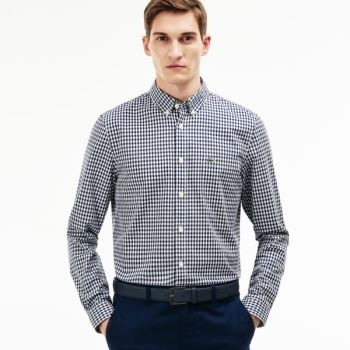 Lacoste Regular Fit Mini Check Poplin Shirt - Šortky Pánské Tmavě Blankyt Blankyt / Bílé | CZ-EQs8Vx